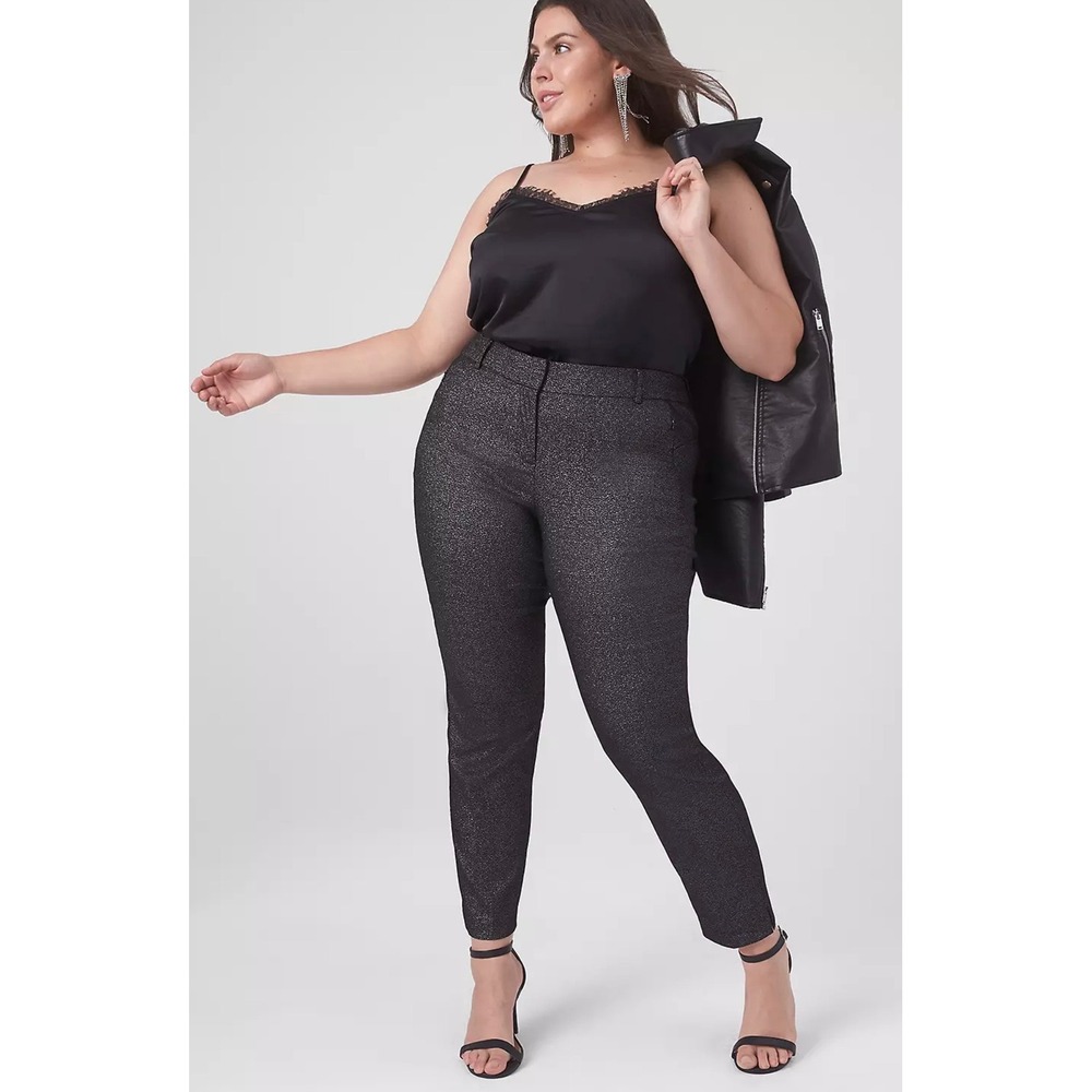 Lane Bryant The Allie Shimmer Pants Black Gold Metallic Women's Size 18 Glam